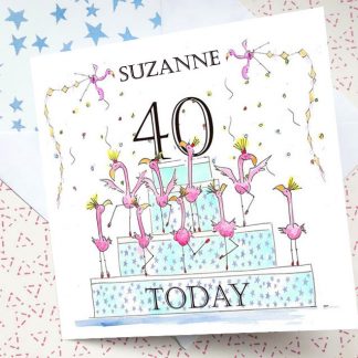 40th Flamingo card with envelope