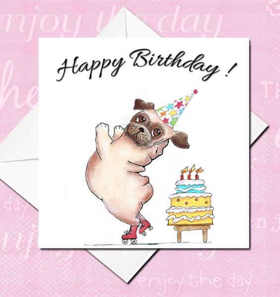 Cute Pug Birthday or Greeting card